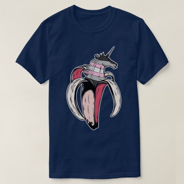 Demigirl Unicorn Banana LGBT Pride Flag T-Shirt (Design Front)