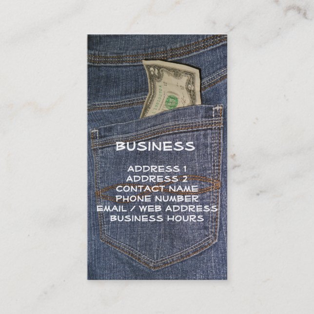 Demin Jeans Pocket & US Money Business Cards (Front)
