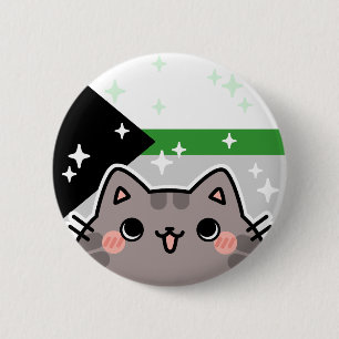 Demiromantic LGBT Pride Flag Cat Button