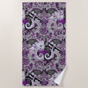 Demisexual Dragon Damask - Pride Flag Colours Beach Towel