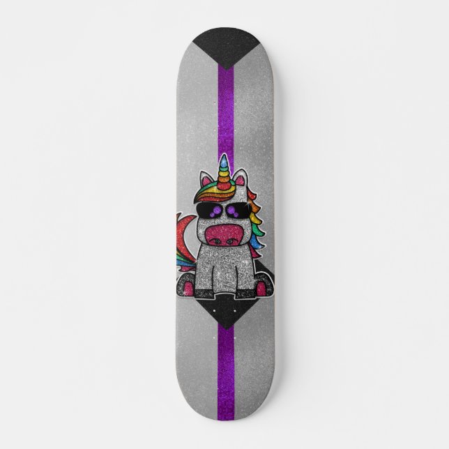 Demisexual Pride Flag Glitter Rainbow Unicorn LGBT Skateboard (Front)