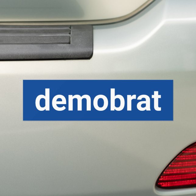 Demobrat funny minimalist text democrat blue bumper sticker (On Car)