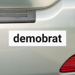 Demobrat minimalist modern typography black white bumper sticker