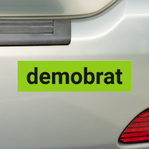 Demobrat modern typography black lime green cool bumper sticker