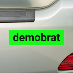 Demobrat modern typography black neon green cool bumper sticker