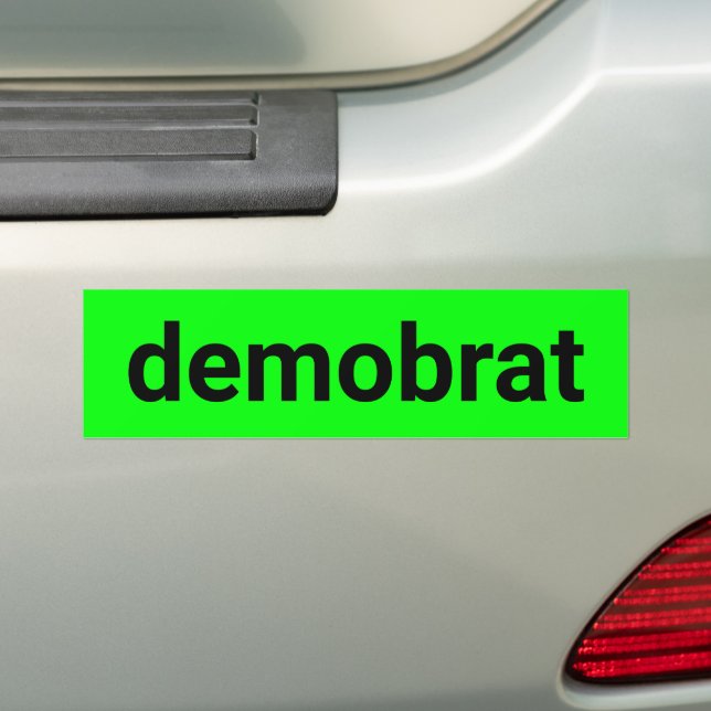 Demobrat modern typography black neon green cool bumper sticker (On Car)
