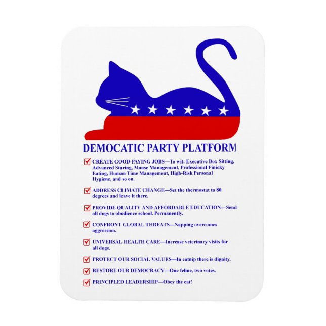 Democatic Party Platform Funny Political Cat 3"x4" Magnet (Vertical)