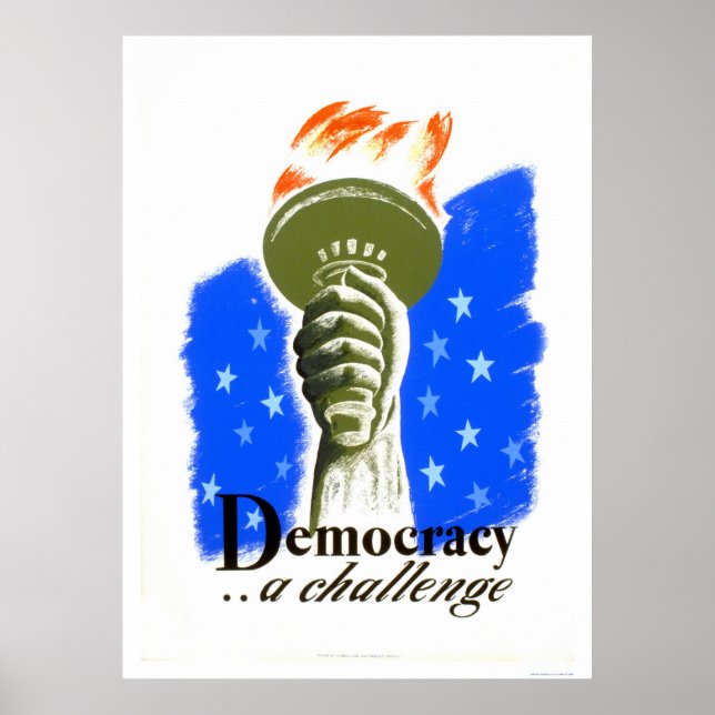 Democracy A Challenge 1940 WPA Poster (Front)