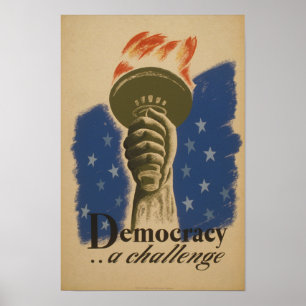 Democracy A Challenge Vintage WPA Poster
