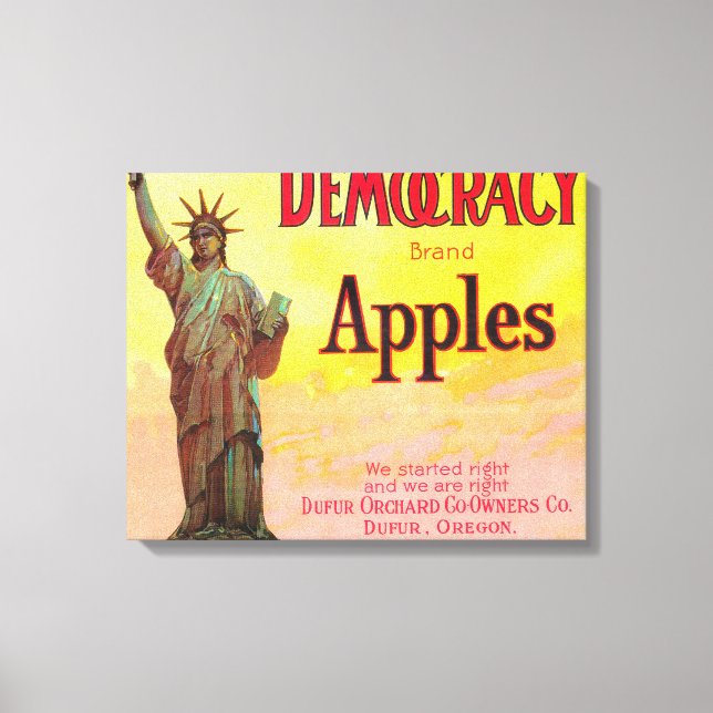 Democracy Apple Crate LabelDufur, OR Canvas Print (Front)