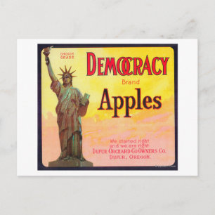 Democracy Apple Crate LabelDufur, OR Postcard