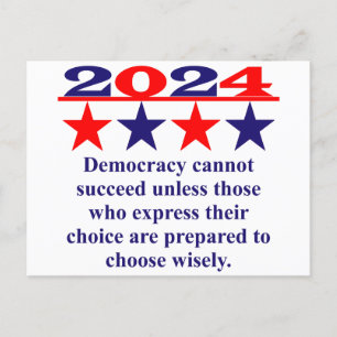 Democracy Cannot Succeed Unless - Political Quote Postcard