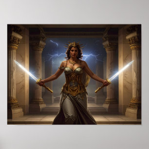 Democracy Defender Lady Liberty SciFi Fantasy Art Poster