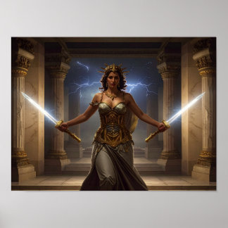 Democracy Defender Lady Liberty SciFi Fantasy Art Poster