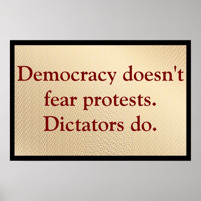 Democracy Doesn't Fear Protests Poster (Front)