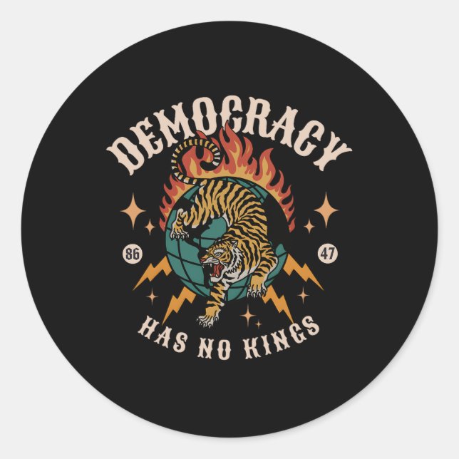 Democracy Has No King 8647 Anti Trump America Soci Classic Round Sticker (Front)