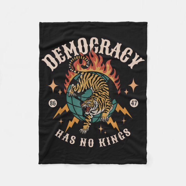 Democracy Has No King 8647 Anti Trump America Soci Fleece Blanket (Front)