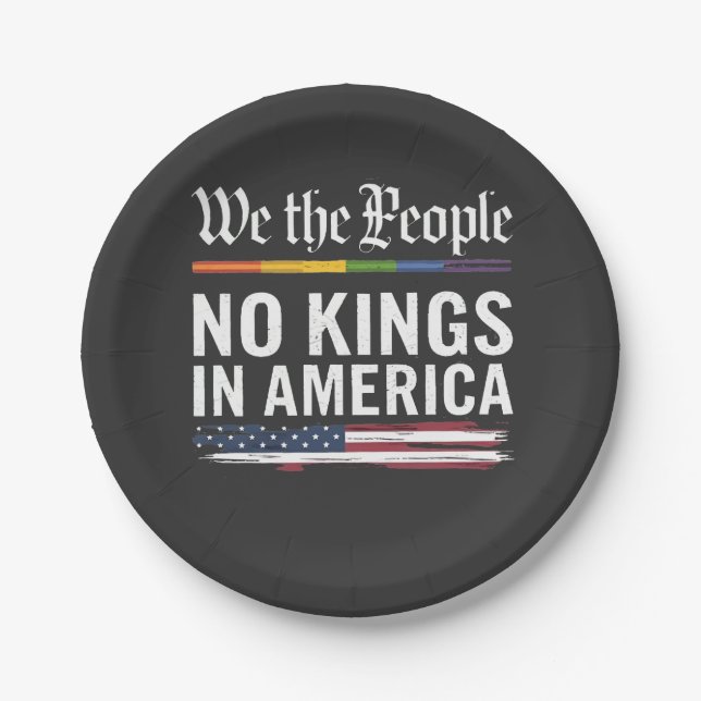 Democracy Has no King Librety Status USA  Paper Plate (Front)
