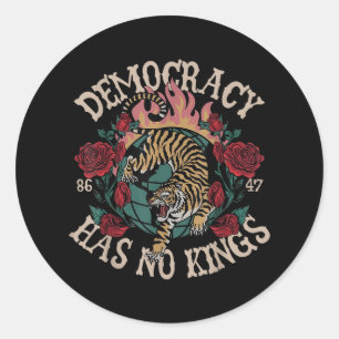 Democracy Has No Kings 8647 Tiger Classic Round Sticker