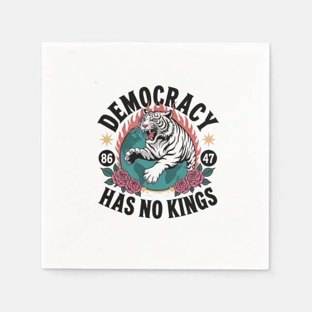 Democracy Has No Kings 86 47 Tiger Napkin (Front)
