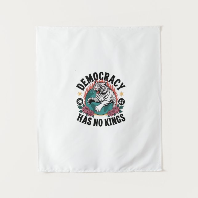 Democracy Has No Kings 86 47 Tiger Tapestry (Front)