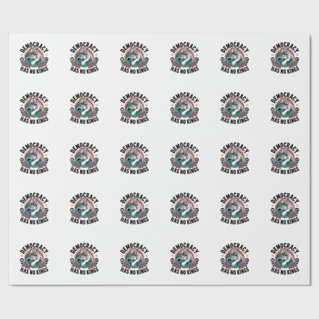 Democracy Has No Kings 86 47 Tiger Wrapping Paper (Flat)