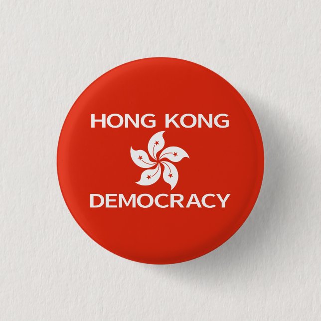 Democracy Hong Kong Orchid Flag 3 Cm Round Badge (Front)