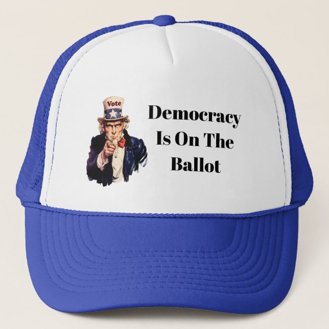 Democracy is on the Ballot 2026 Trucker Hat (Front)