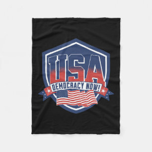 Democracy Now Vote Kamala Harris 2024 Democrat Usa Fleece Blanket