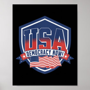 Democracy Now Vote Kamala Harris 2024 Democrat Usa Poster