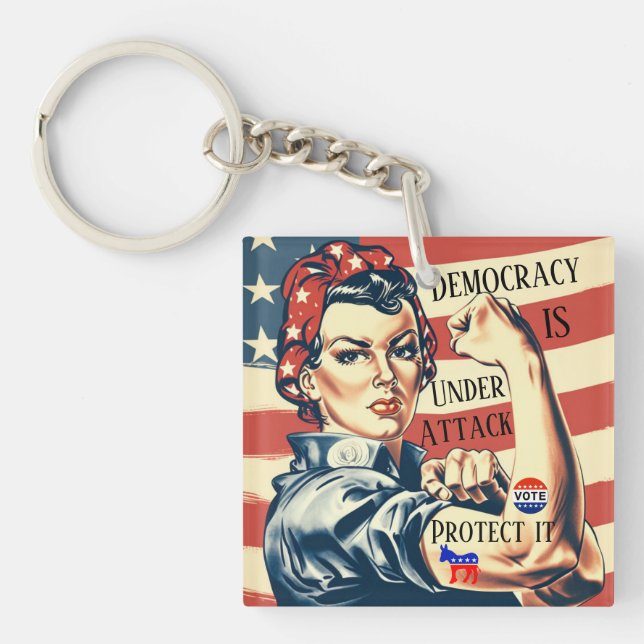 Democracy/ Protect It Keychain (Front)