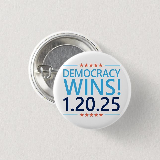 Democracy Wins Kamala Harris 1.20.25 3 Cm Round Badge (Front & Back)