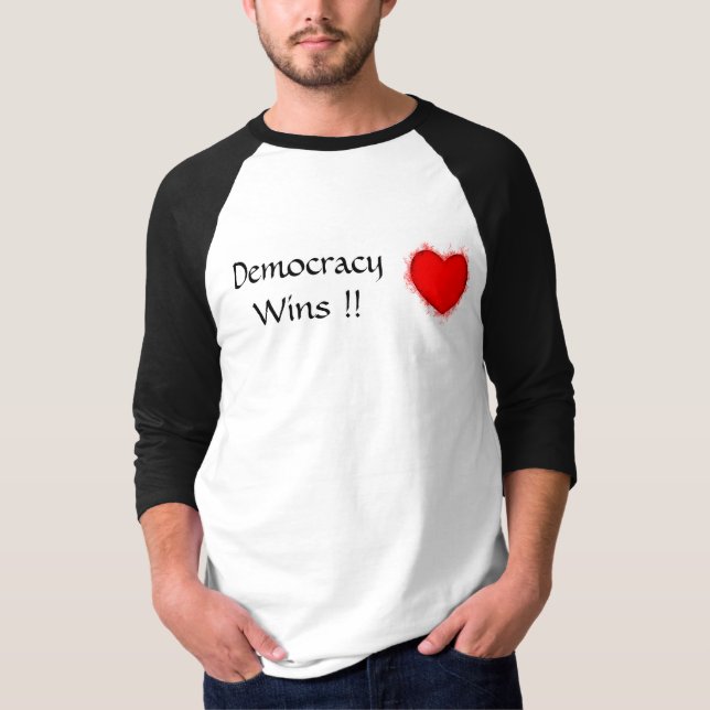 Democracy Wins raglan shirt (Front)
