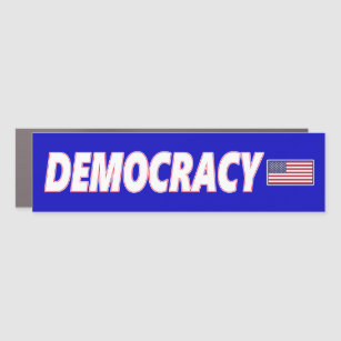 Democracy with Flag Car Magnet