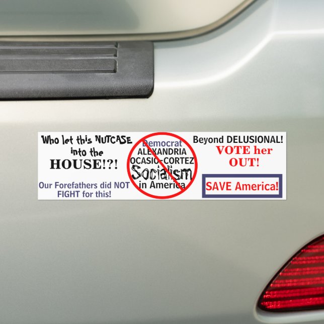 Democrat Alexandria Ocasio-Cortez Socialism Bumper Sticker (On Car)