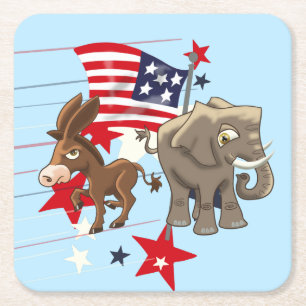 Democrat and Republican Square Paper Coaster