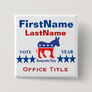 Democrat Custom Campaign Template 15 Cm Square Badge