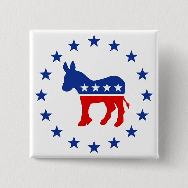 Democrat Donkey 15 Cm Square Badge (Front)
