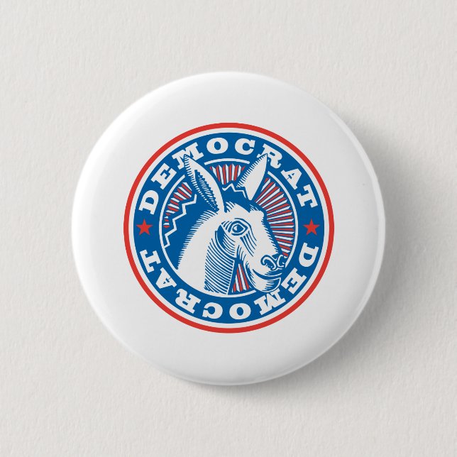 democrat donkey 6 cm round badge (Front)