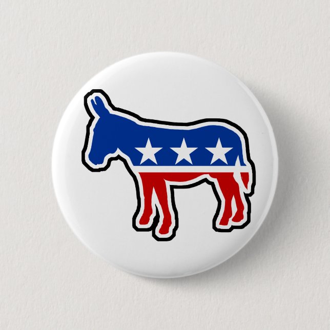 Democrat Donkey 6 Cm Round Badge (Front)