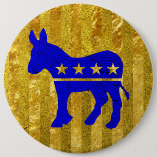 Democrat Donkey Blue Gold 6 Cm Round Badge