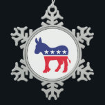 Democrat Donkey Logo Snowflake Pewter Christmas Ornament<br><div class="desc">Democrat donkey 2016 USA / US / American election campaign gear from Ricaso</div>