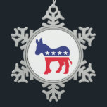 Democrat Donkey Logo Snowflake Pewter Christmas Ornament<br><div class="desc">Democrat donkey 2016 USA / US / American election campaign gear from Ricaso</div>
