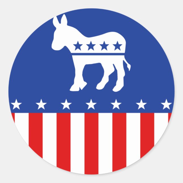Democrat Donkey Round Sticker (Front)