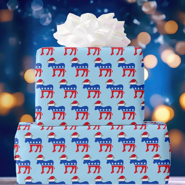Democrat Donkey Santa Cute Political Christmas Wrapping Paper (Creator Uploaded)