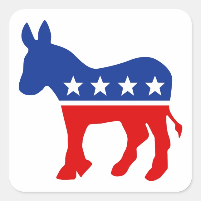 Democrat Donkey Square Sticker (Front)