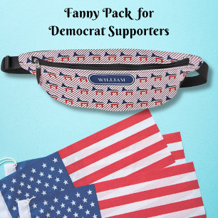 Democrat Donkeys Pattern Red Blue Stripes Bum Bags