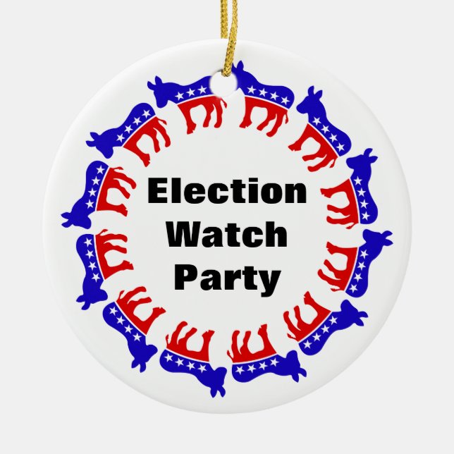 Democrat Election Watch Party Ceramic Tree Decoration (Front)