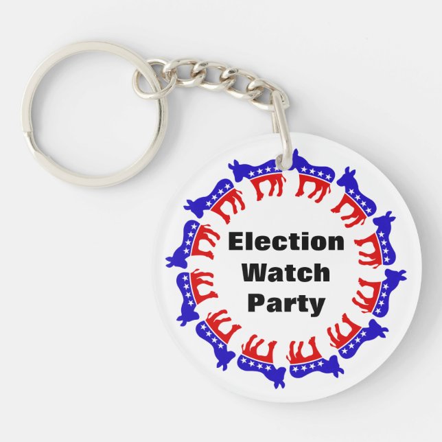 Democrat Election Watch Party Key Ring (Front)
