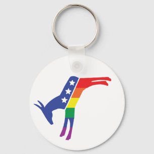 Democrat Gay Pride Donkey Key Ring